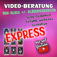 VIDEO CONSULTATION: 9-card spread including clarification cards (thoughts, feelings, behavior) EXPRESS (48 hours) 