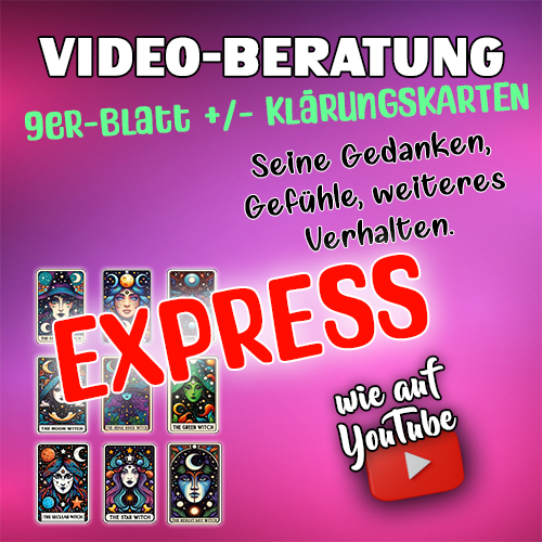 VIDEO CONSULTATION: 9-card spread including clarification cards (thoughts, feelings, behavior) EXPRESS (48 hours) 
